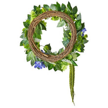 23 Inch Blue and White Green Hydrangeas Roses Year Round Artificial Decorative Wreath WA53361