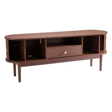 58 In Mid Century Modern TV Stand with Drawer Open Shelves & Rolling Door for Living Room & Bedroom