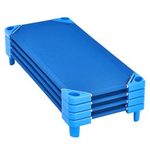 52" x 23" Blue Stackable Toddler Nap Cots with Portable Daycare Beds for Preschool & Kids (Pack of 4)