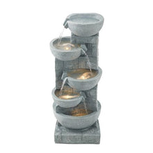 5-Tier Bowl Water Fountain 31.5" Floor Standing with LED Light & Pump Indoor/Outdoor Garden Decor