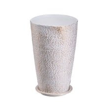 21" Tall Outdoor Planters Large Round Stone Finish Flower Pots (Set of 2)