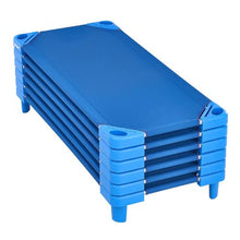 52" x 23" Blue Stackable Toddler Nap Cots with Portable Daycare Beds for Preschool & Kids (Pack of 6)