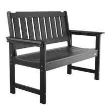 50.5-Inch Outdoor Bench 800 lbs Capacity Weatherproof Plastic Frame with Backrest and Armrests – Ideal for Patio Garden Yard Black