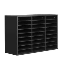 27-Compartment Literature Organizer with Removable Shelves Wooden Mailbox Sorter (Black)