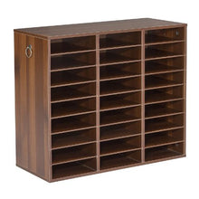 Wood Literature Organizer 27 Compartments Adjustable Shelves Countertop File Sorter (Brown)
