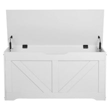 Kids Wooden Storage Bench with Safety Hinge (White)