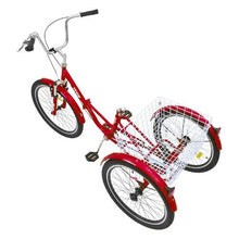 Folding Adult Tricycle 24", Carbon Steel 3-Wheel Cruiser Bike with Large Basket & Adjustable Seat for Women Men