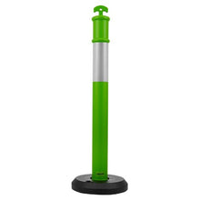 48" Traffic Delineator Posts with Fillable Base & Reflective Strips Green for Construction & Parking Lot Safety