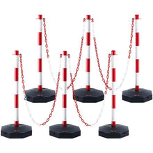 Adjustable Traffic Delineator Post Cones with Fillable Base & 6.6FT Chain Red & White for Parking Lot & Road Safety (6 Pack)