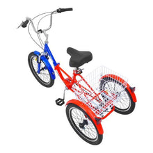 20" Folding Adult Trike, Stable 7-Speed Cruiser Bike with Large Basket for Women Men Seniors