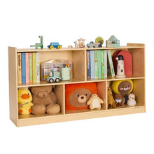 45-Inch Montessori Bookshelf 5-Section Toy Storage Organizer for Kids Daycare Furniture (Brown)