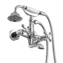 Clawfoot Tub Faucet Wall Mount Bathtub Filler with Handheld Shower Chrome Adjustable Swing Arms & 360° Spout
