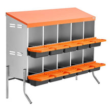 10-Compartment Chicken Nesting Box Roll-Away Egg Laying Box with Legs Galvanized Steel & Plastic for Hens Orange