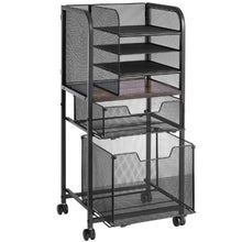 6-Tier Rolling File Cart with Drawers Under-Desk File Organizer 45 lbs Capacity (Black)