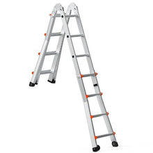 15.5 FT Telescoping A-Frame Ladder Compact Aluminum Extension Ladder 330 LB Capacity