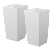 30" Tall Planters Large White Tapered Outdoor Flower Pots with Casters Inner Pots & Drainage Set of 2