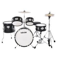 Kids 5-Piece Junior Drum Set, 14″ Beginner Kit with Throne & Cymbal (Black)