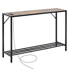 41.7" Narrow Sofa Table with Charging Station Metal Frame
