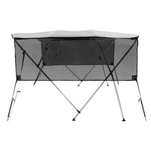 4 Bow Bimini Top Boat Cover – 600D Polyester Canopy with Aluminum Frame Detachable Mesh Sidewalls Storage Boot 8 L x 91 -96 W x 54 H (Light Grey)