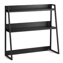 2-Tier Desktop Bookshelf 37.4" Storage Rack Metal Frame & Wooden Shelves Anti-Slip Feet (Black)