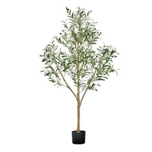 5 ft Artificial Olive Tree with Black Pot Natural Wood Trunk & Realistic Green Leaves and Fruits  for Home Office Living Room