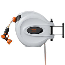 100 ft Retractable Hose Reel 1/2" Wall-Mounted Garden Hose Reel with 9-Pattern Nozzle & Auto Rewind