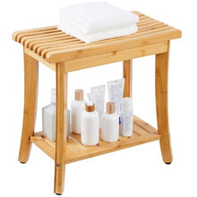 Waterproof Bamboo Bath Bench with Storage Shelf 330 LB Capacity for Bathroom & Outdoor