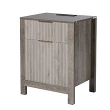Farmhouse Nightstands Set of 2 Gray End Tables with Charging Station 3 Tiers 2 Drawers & Storage Cabinet USB Ports & Outlets