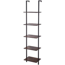 5-Tier Ladder Shelf 15.6 x 11.8 in Open Bookshelf Metal Frame Storage Rack (Black)