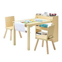 Kids Art Table and Chair Set with Storage Cabinet