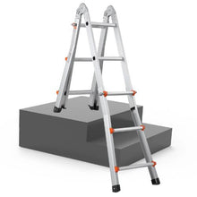 11 FT Telescoping A-Frame Ladder Compact Aluminum Extension Ladder 330 LB Capacity