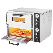 18" Double-Deck Electric Pizza Oven 842°F Dual Temp Control & Timer
