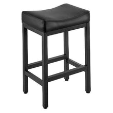 25-Inch Modern Bar Stool Set of 2 with Saddle-Seat and Metal Legs Easy Assembly for Bar Cafe (Black)