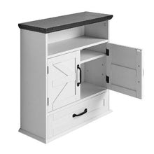 Bathroom Wall Cabinet 2 Doors Adjustable Shelf Over-the-Toilet White with Drawer & Open Partition