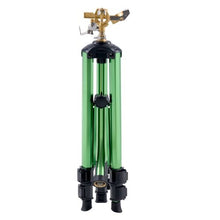 Impact Tripod Sprinkler Brass 360° Irrigation Sprinkler with Adjustable Height & 3/4" Connector for Yard (Green)