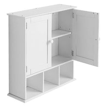 Bathroom Wall Cabinet 2 Doors Adjustable Shelf Over-the-Toilet White with Shelves & Open Partition