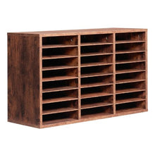 24-Compartment Wooden Literature Organizer with Removable Shelves for Office & Home File Sorter (Dark Brown)
