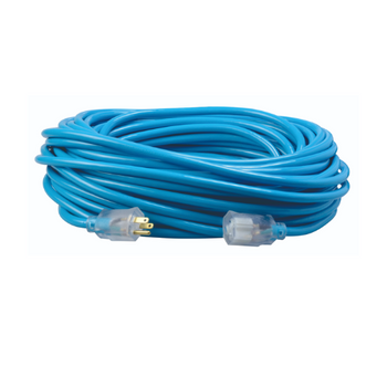 Cable de extensión para exteriores SJTW de 100 pies, 12/3, color azul frío, con indicador de encendido, 2579SW000H (paquete de 4) 
