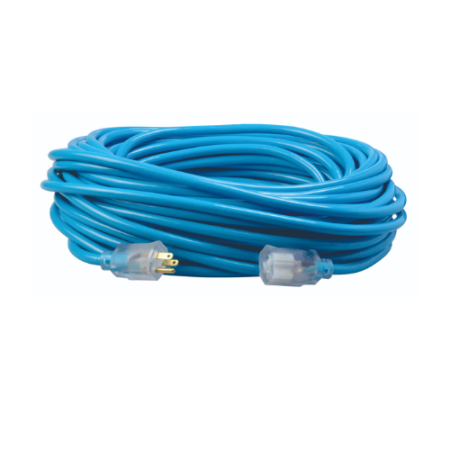 100' FT 12/3 SJTW Cool Blue Outdoor Extension Cord With Power Light Indicator 2579SW000H (Pack of 4)