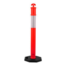 48" Traffic Delineator Posts Safety Cones with Weighted Base & Reflective Strips for Construction & Crowd Control (12 Pack)