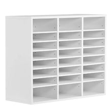24-Compartment Literature Organizer with Adjustable Shelves Wooden MDF Mailbox Sorter (White)