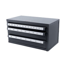 Drill Bit Dispenser Cabinet 3-Drawer Organizer for 1/16"–1/2" Steel Drill Bits Stackable with Labels