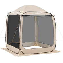 6 x 6 ft Pop-Up Screen Tent with Awning, 4–6 Person Screened Canopy Shelter with Netting Sides & Carry Bag – (Beige)