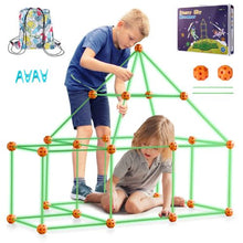 85 PCS Glow-in-the-Dark Fort Building Kit for Kids, STEM Construction Toy with 55 Rods & 30 Balls, Ages 4–8+