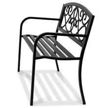 50-Inch Metal Outdoor Bench 550 lbs Capacity with Backrest and Armrests – Ideal for Garden Park Patio Yard Front Porch