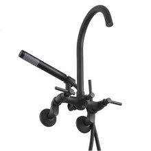 Clawfoot Tub Faucet Wall-Mount Bathtub Filler with Handheld Shower Matte Black Adjustable Arms & Gooseneck Spout