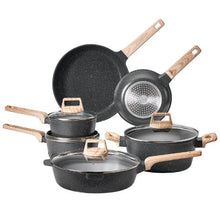 Pots and Pans Set Nonstick Granite Cookware Set for Kitchen (17 Piece) Black"