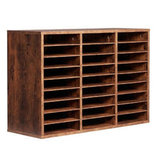 27-Compartment Wooden Literature Organizer Mail Sorter – (Dark Brown)