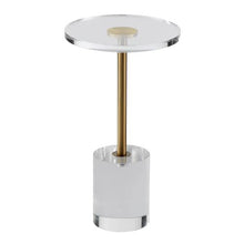 Clear Acrylic End Table 11.9-Inch Round Top 21.4-Inch High Solid Base for Living Room & Bedroom