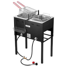 50,000 BTU Outdoor Propane Deep Fryer – Dual 16QT Commercial Stainless Steel Fish Cooker with 3  for Catering Events & Camping